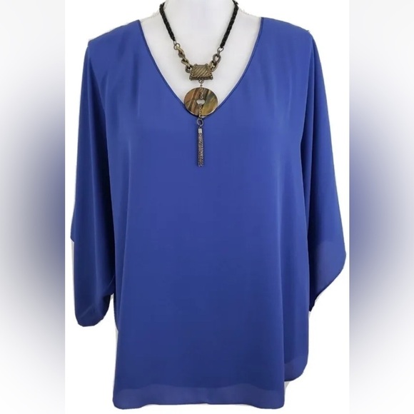 ⭐️WHBM, Periwinkle Blouse,Cool Lace-Up Back, Flowy, Sexy Blouse, Size XXS - Picture 10 of 14